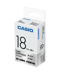 CASIO標籤機色帶/ 銀底黑字/ 18mm/ XR-18SR1
