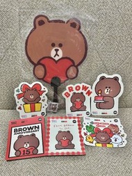 LINE FRIENDS BROWN 行李箱貼紙 6款 +  特別版隨身小扇子