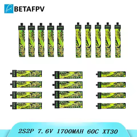 BETAFPV LAVA II 1S FPV drone battery, 280/320/480/580/680mAh, with BT2.0 connector, suitable for Air