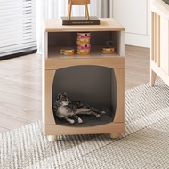Bedside table cat furniture cat house pet room chest can serve cats Solid wood cat litter furniture
