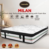 LUCREZIA Milan 13 inch Italy Technology Pocket Spring with Foam Box Mattress / Tilam / Free shipping
