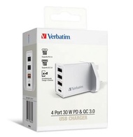 Verbatim 4 Ports 30W PD & QC 3.0 USB 充電器 快速充電器