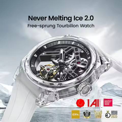 AGELOCER "Ice Never Melts" Free-sprung Crystal Tourbillon Watch Luxury Manual Mechanical Watch Birth