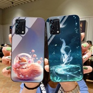 Glass phone case for oppo a74 / oppo a94 / oppo a95 with beautiful fox print