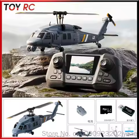 4drc L2 Rc Helicopter 8k Aerial Camera Builtin Screen Remote Control 6axis Gyro Single Blade Black H