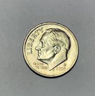 【美國錢幣】2003-D鑄記美國 美金 硬幣10美分ONE  DIME變體幣左邊邊緣寬右邊和右下邊窄17 mm