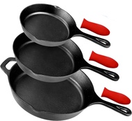 Cast Iron Skillet pans กระทะเหล็กหล่อมีด้ามจับ เหล็กหล่อกระทะ 26ซม./31ซม.ใช้ได้กับเตาทุกประเภท เข้าเตาอบได้ สามารถใช้ได้กับเตาทุกประเภท