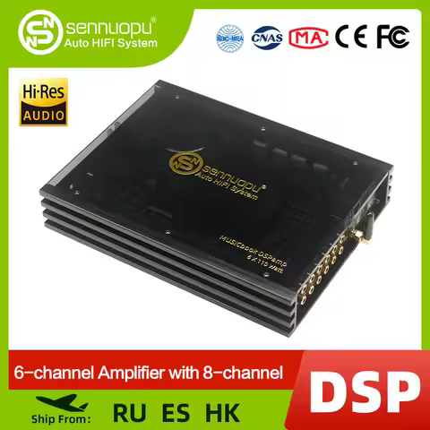 Sennuopu 8 Channels Digital Sound Processors Audio Amplifier DSP 6 Ch Amp 12V with Bluetooth Automot