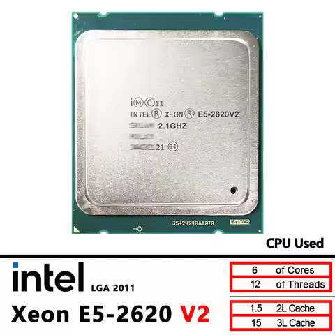 Intel Xeon 2620V2 E5 2620 V2 Used 6-Core 2.1GHz 80W CPU Processor LGA 2011
