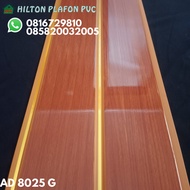 Plafon PVC Motif Kayu Jati Nat Emas, Murah dan Berkualitas.