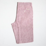 Hazard กางเกงขาสั้นลายสก็อต ผ้า Linen(ลินิน) สีแดงเหลือดหมู