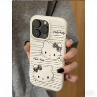 手机保护配件 (Phone Cases 热卖！ in Stock 好物推荐~线条凯蒂猫适用iPhone17promax苹果16手机壳15新款14防摔12女11软Luxury Leather Textu