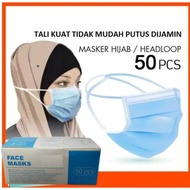 Medical hijab mask medical hijab mask/ headlop mask/ biru headloop mask/ biru medical mask/ biru med