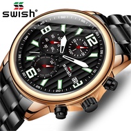 [Spot Free Shipping]SWISH Alloy Watch for Men Luxury Men's Wristwatches Fashion Chronograph Sport Wa