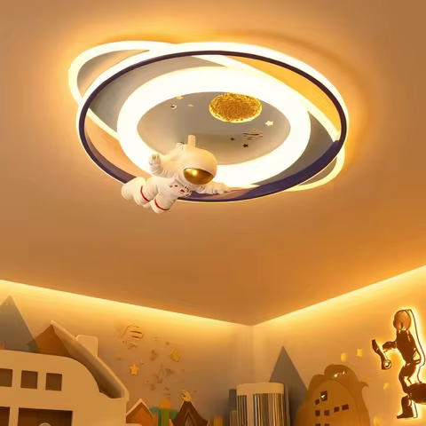 Ceiling Lights Kids Room Astronaut Boy Girl Bedroom Chandelier Princess Spaceman Rocket Rabbit Child