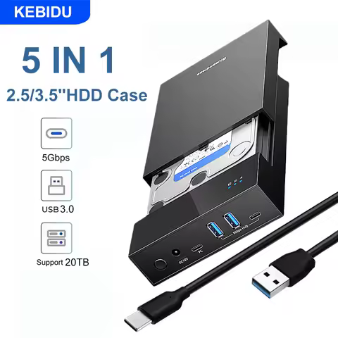 2.5/3.5 inch HDD Case USB3.0 Hub 20TB Hard Drive Enclosure SATA to USB 3.0 External Hard Drive Reade