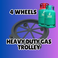 39cm Heavy Duty 4-Wheel Gas Trolley | LPG Gas Tank Mover | Roda Troli Tong Gas Dapur 12KG 14KG | Met
