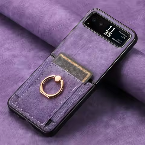 Ring Magnetic Case For Motorola Razr 50 60 Ultra 40 Leather Fashion Insert card Holder Cover For Mot