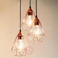 FF Lampu Hias Gantung Rangka Besi Diamond Rose Gold DCP 1802/3- 20cm