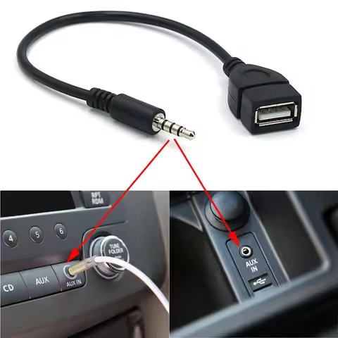 Car MP3 Player Converter 3.5 mm Male AUX Audio for Audi A4 A3 B6 B8 VW Passat B5 B7 Skoda Octavia A7