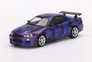 Mini GT  (1:64)  Nissan Skyline GT-R (R34) V-Spec II MINI GT Digital Camouflage Purple  MINI GT 5 Years Anniversary Model  (No446)