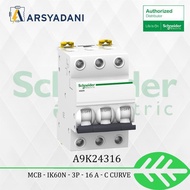 SCHNEIDER - A9K24316 - MCB IK60N 3P 16 a - C CURVE Original AND TRUSTED
