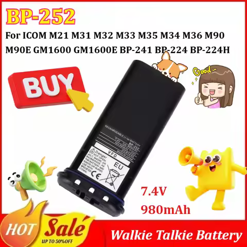 New BP-252 7.4V 980mAh Walkie Talkie Battery for ICOM M21 M31 M32 M33 M35 M34 M36 M90 M90E GM1600 GM