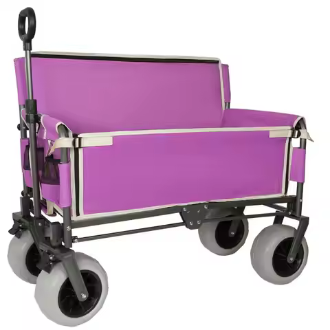 Heavy-Duty 3-in-1 Convertible Folding Wagon Cart with Bench Seat & Storage - 500lbs, 180L Capacity U