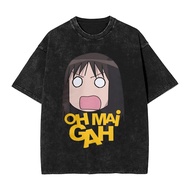【 Azumanga】graphic 100% Heavyweight cotton Washed short-SLEEVE T-shirt for men