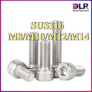 316 stainless steel cup head inner hexagon bolt DIN912 cup head screw, extended cylindrical head bol