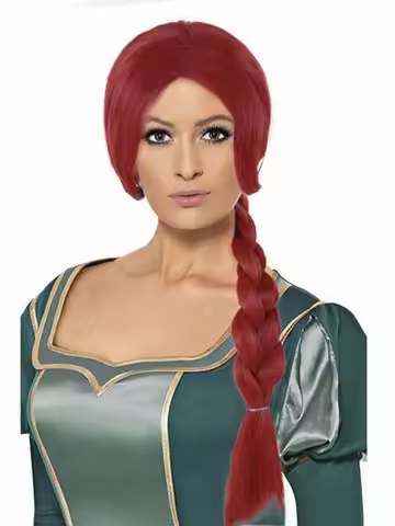 Synthetic Hair Long Braided Reddish Brown Heat Resistant Costume Wig for Fiona Cosplay Adult Fiona C