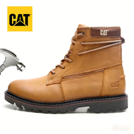 Caterpillar รองเท้าหนังวัวแท้ CAT รองเท้าบู๊ตสูงรองเท้าวินเทจหัวเหล็กป้องกันการทุบรองเท้าความปลอดภัย