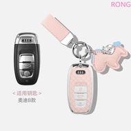 TPU Key Fob Cover with Keychain Lanyard For Audi A4L A5 Q7 TT TTS A3 A4 B9 A6 A7 4K A8 E-tron C8 D5 
