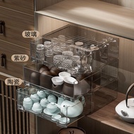 [in stock] Tea Set Storage Box Dustproof Kung Fu Tea Cup Tea Cup Overlay Teapot Cup Storage Rack Veh