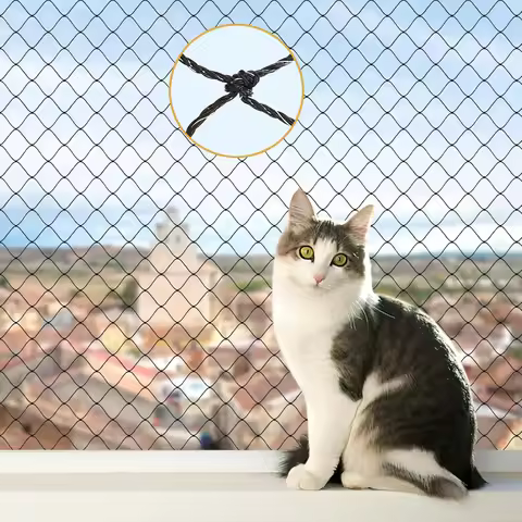 Metal Wire Reinforced Cat Netting for Balcony, Anti-Fall Fence Safety Net for Pets Catio,Garden Net 