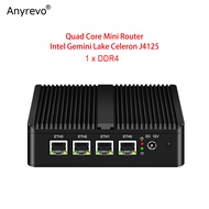 Quad Core Mini Router Intel Gemini J4125 Soft Router 1 DDR4  4x intel i225 2.5G LANS for pfSense OPN
