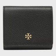 TORY BURCH 簡約皮革三折短夾-黑