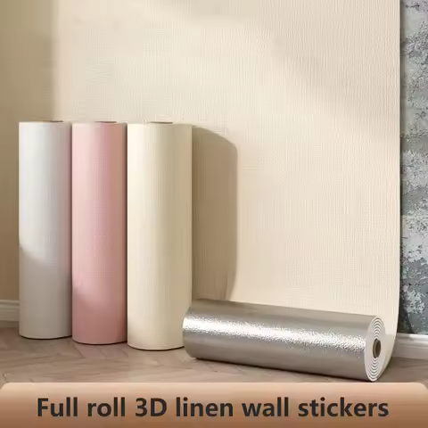 50cmx10m/2.8m Self-adhesive Wallpaper Linen Plain Diatom Mud Waterproof Removable Wall stickers Bedr