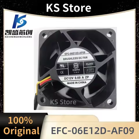 EFC-06E12D EFC-06E12D-AF09 6025 12V 0.60A 60X60X25mm 60mm 6cm Server Inverter Power Supply PSU Axial