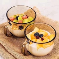 Set of 3 amber glass cups