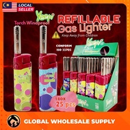 1 BOX (25PCS) YEEPI Torch lighter Windproof Lighter Gas lighter refill wth Laiter api Lighter unik P