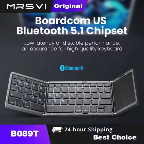 MRSVI Portable Folding Keyboard B089T Wireless 3 Channels Connection Bluetooth 5.1 Mini Keypad for W