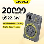 Awei 22.5W Magnetic Power Bank With Digital Display 10000mAh Fast Charging Wireless Powerbank