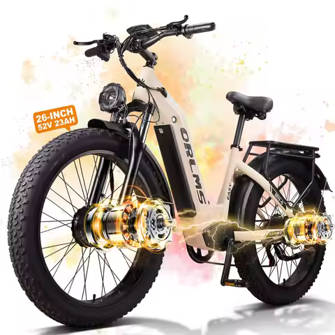 Dual Motor Electric Bike,26" x4" Fat Tire Electric Bike,Up to 5000W Peak,52V 23Ah Built-in Lithium B