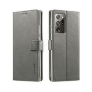 全城热卖 - 適用於三星 Galaxy Note 20 Ultra LC.IMEEKE 小牛紋手機皮套 帶支架&卡槽&錢包 灰色A