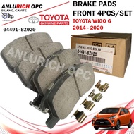 TOYOTA GENUINE PARTS BRAKE PAD (FRONT) for Toyota Wigo G 2014 - 2020 part no: 04491-BZ020 4pcs/set