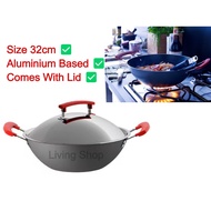 IKEA IDENTISK Aluminium StirFry Deep Pan Fried Rice Noodles Kuali Goreng Ayam Wok with Lid 32cm
