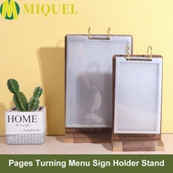 MIQUELZA Ads Display Stand, Loose leaf Multi page Menu Card Holder, Multipurpose Wooden Holder Aon-s