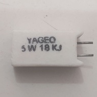 5W 18KOhm Chalk Resistor, 20KOhm YAGEO Taiwan Brand. 12.5 x 9 x 25