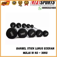 Barbel Dumble Rubber Stik Panjang Lurus Import Warna Hitam Mulai 10Kg - 40Kg - 10Kg